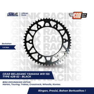 Gear Set Yamaha WR155 Type 428 Black GNNK Racing - GB-WR-428-52-BLACK